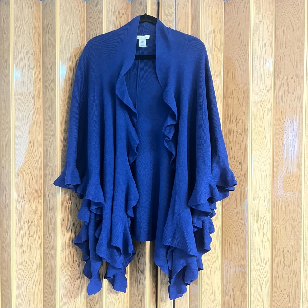 Stunning Coldwater Creek Poncho Wrap Scarf Cape Blue